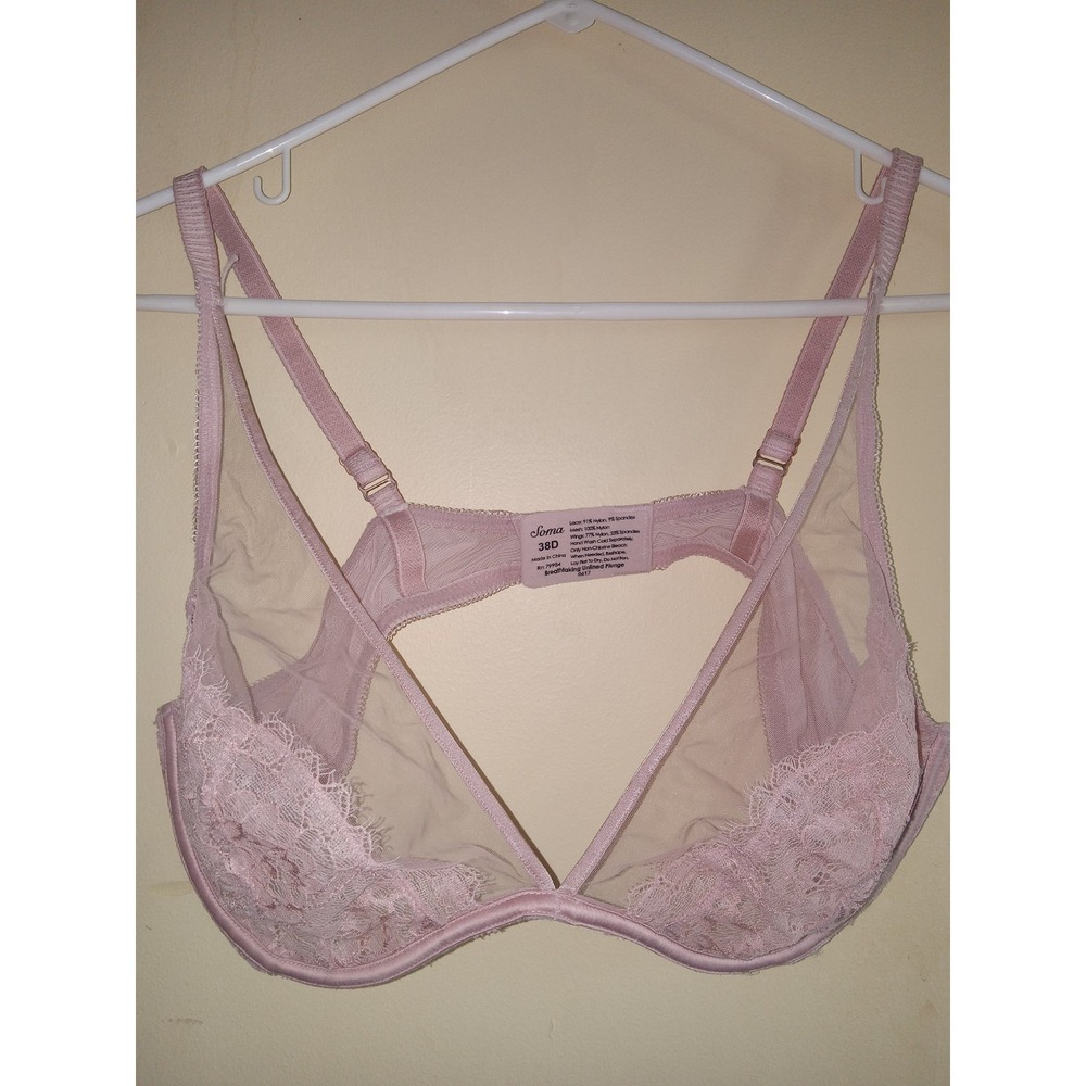 3 FOR $25 SOMA 38D BREATHTAKING UNLINED PLUNGE BRA IN ADOBE ROSE PINK